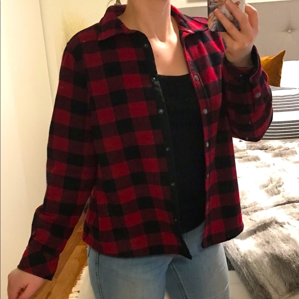 ORVIS Fleece Plaid Button Up Shirt